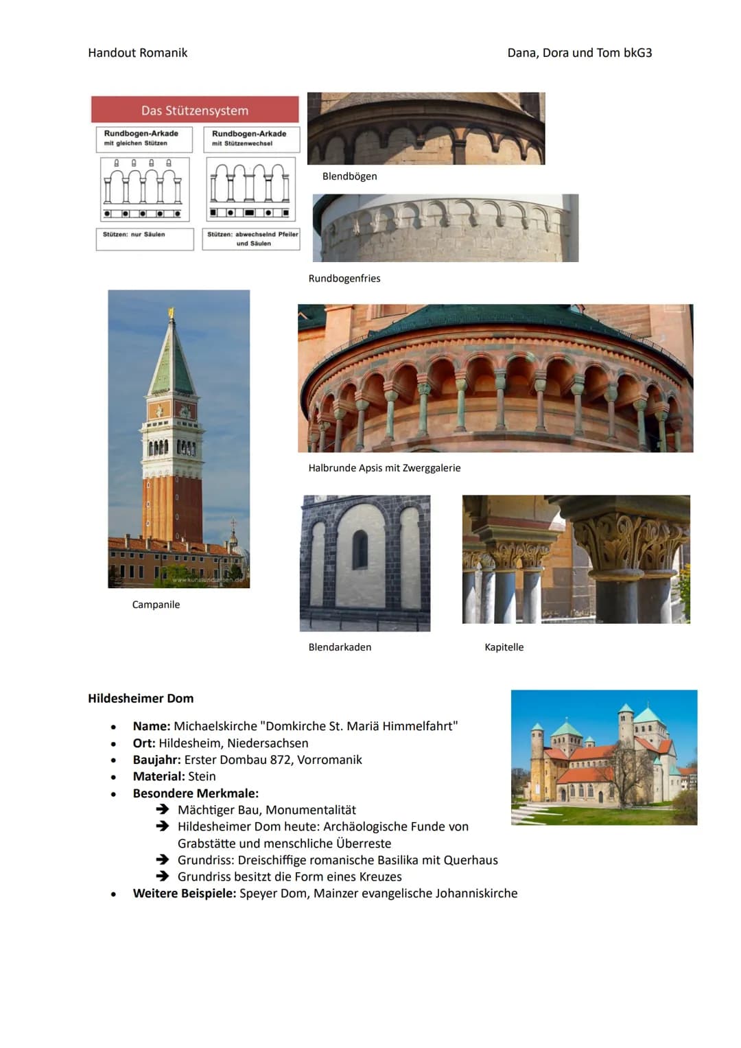 # Handout Romanik
Romanik
Allgemeines:
* Kunstepoche: 10. - 13. Jahrhundert
* Frühromanik 900-1070
* Hochromanik 1070-1170