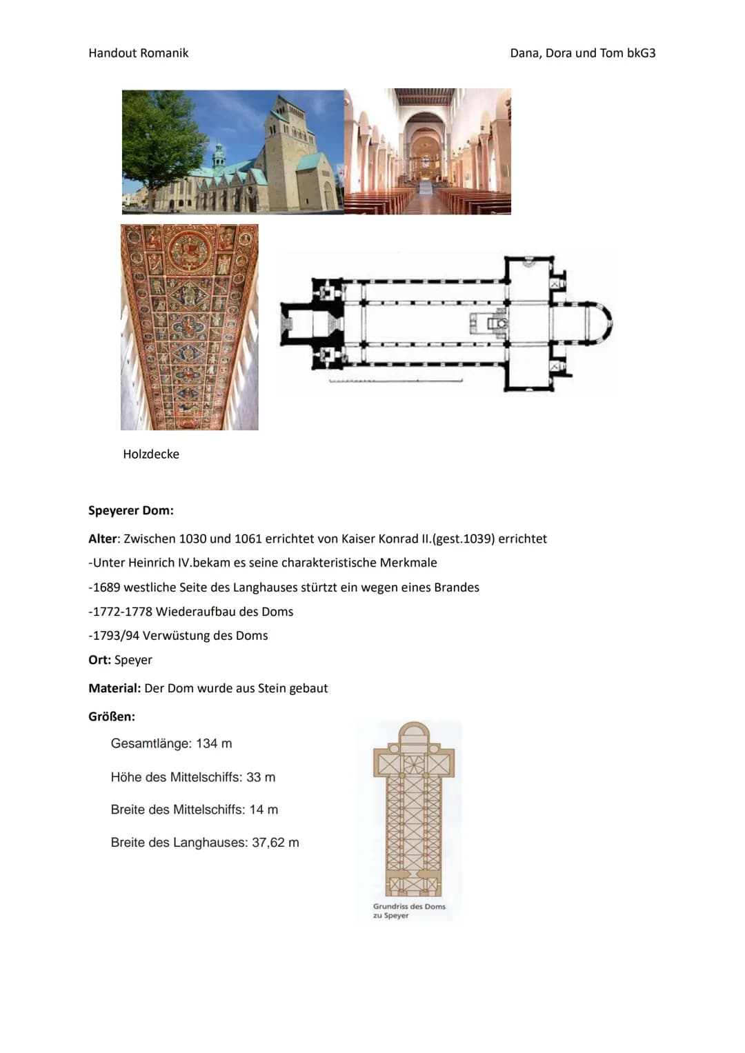 # Handout Romanik
Romanik
Allgemeines:
* Kunstepoche: 10. - 13. Jahrhundert
* Frühromanik 900-1070
* Hochromanik 1070-1170