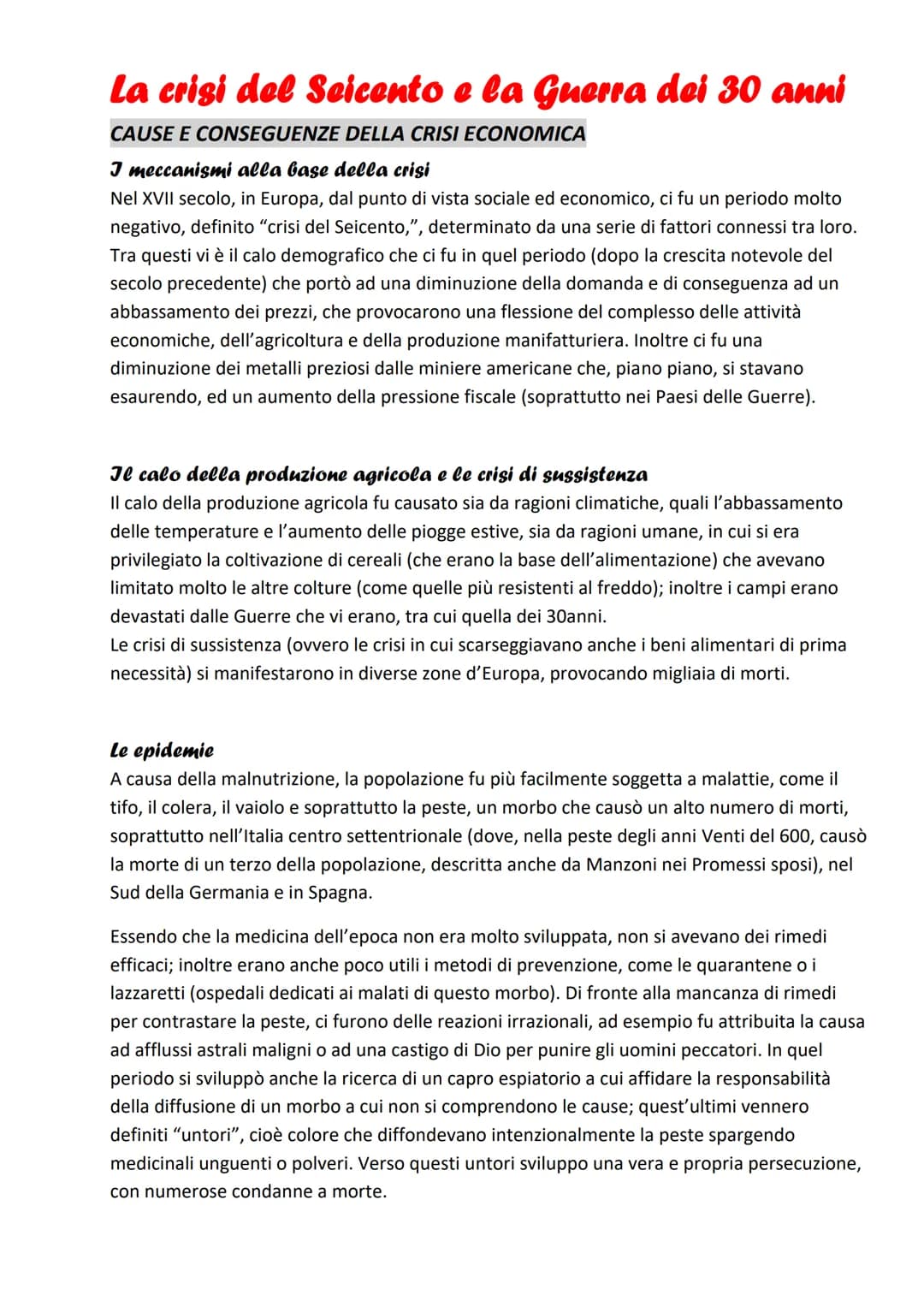 # La crisi del Seicento e la Guerra dei 30 anni
CAUSE E CONSEGUENZE DELLA CRISI ECONOMICA
## I meccanismi alla base della crisi
Nel XVII s