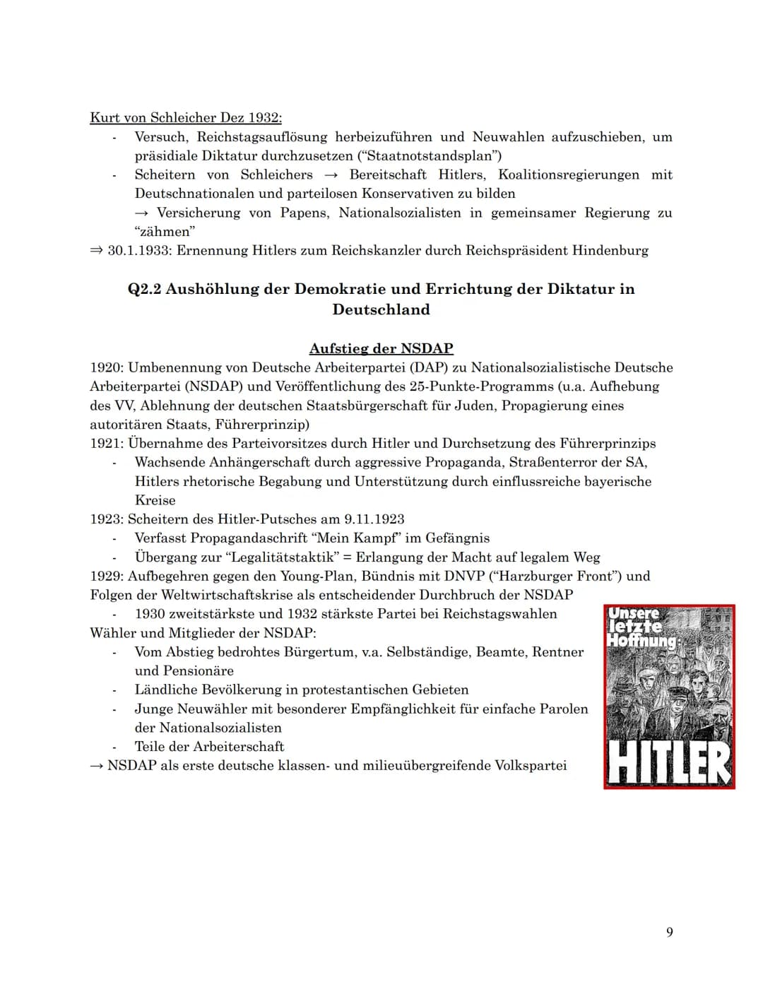 # Geschichte Zusammenfassung - mündliches Abitur 2024
## Q2
Q2.1 Die Weimarer Republik als erste deutsche Demokratie
- Entstehungsbedingu