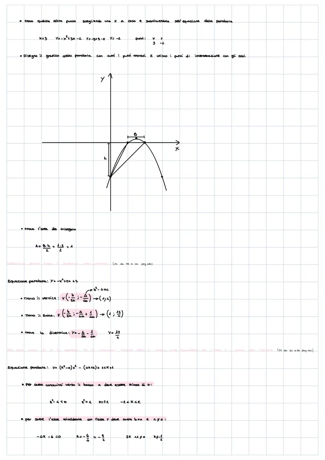 # Sa parabola
Equazione parabola: y=x²-4
$
\frac{-b^2-4ac}{2a}
$
• Trovo il vertice: √(2;-)→(0;-4)
trovo l'intersezione
l'asse
mettendo