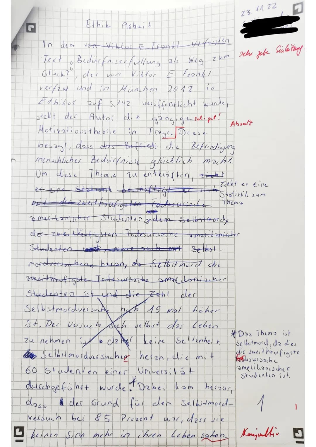 Glück-
Eudaimonistische Begründungen verantwortlichen Handelns
23.11.2022
Arbeitsaufgaben (Das Arbeitsmaterial befindet sich auf Seite 2)