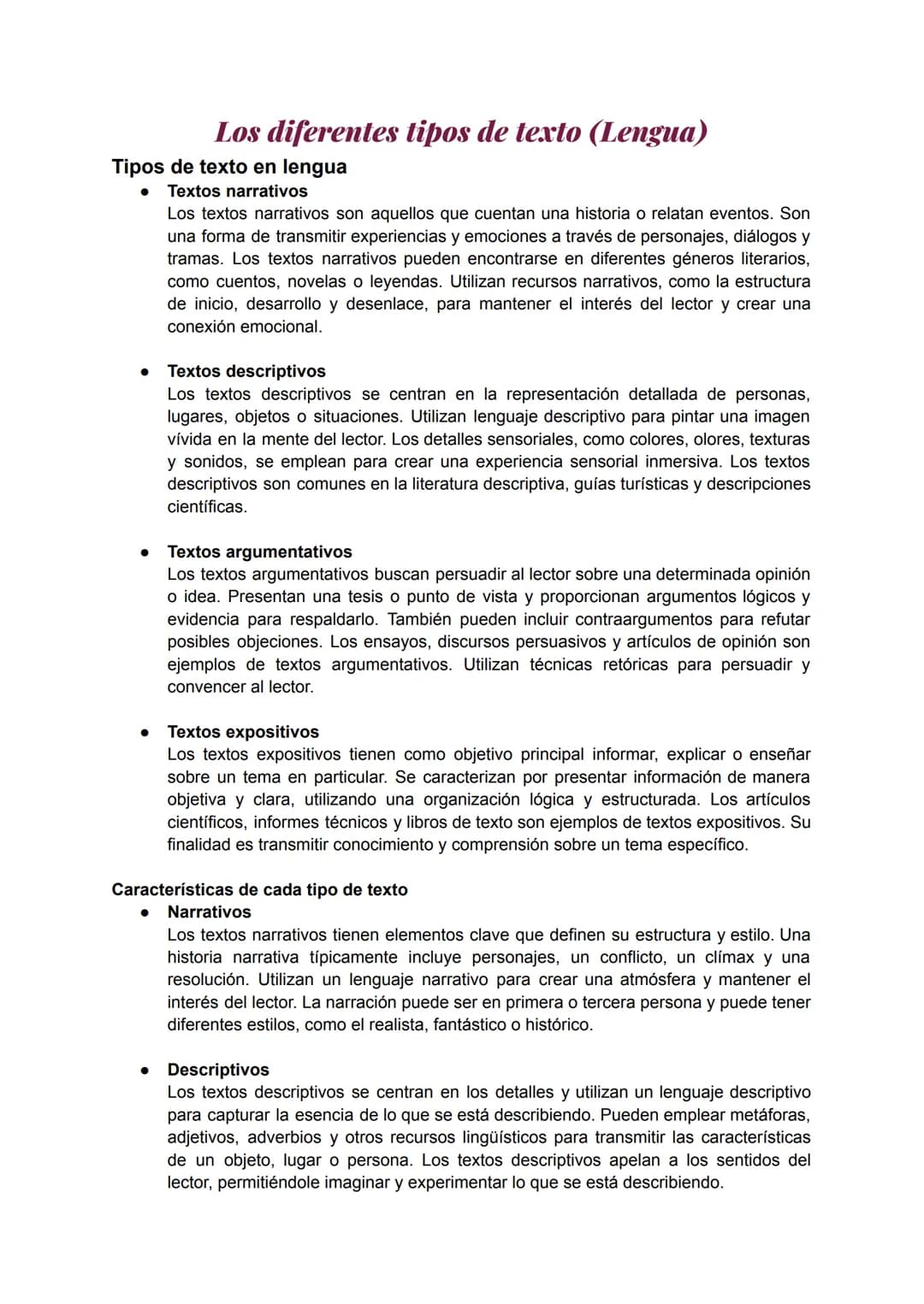 # Los diferentes tipos de texto (Lengua)
Tipos de texto en lengua
* Textos narrativos
Los textos narrativos son aquellos que cuenta