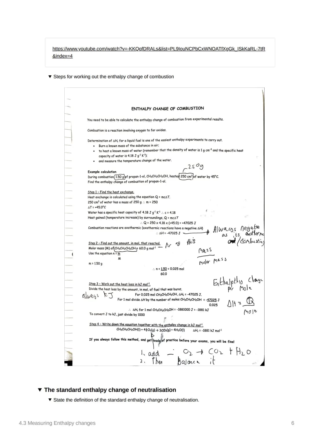 # 4.3 Measuring Enthalpy changes
Anki
Notes
☑ covered in class? Done
= not needed
- Equations:
- q = mcAT, where q is energy
- 1cm
