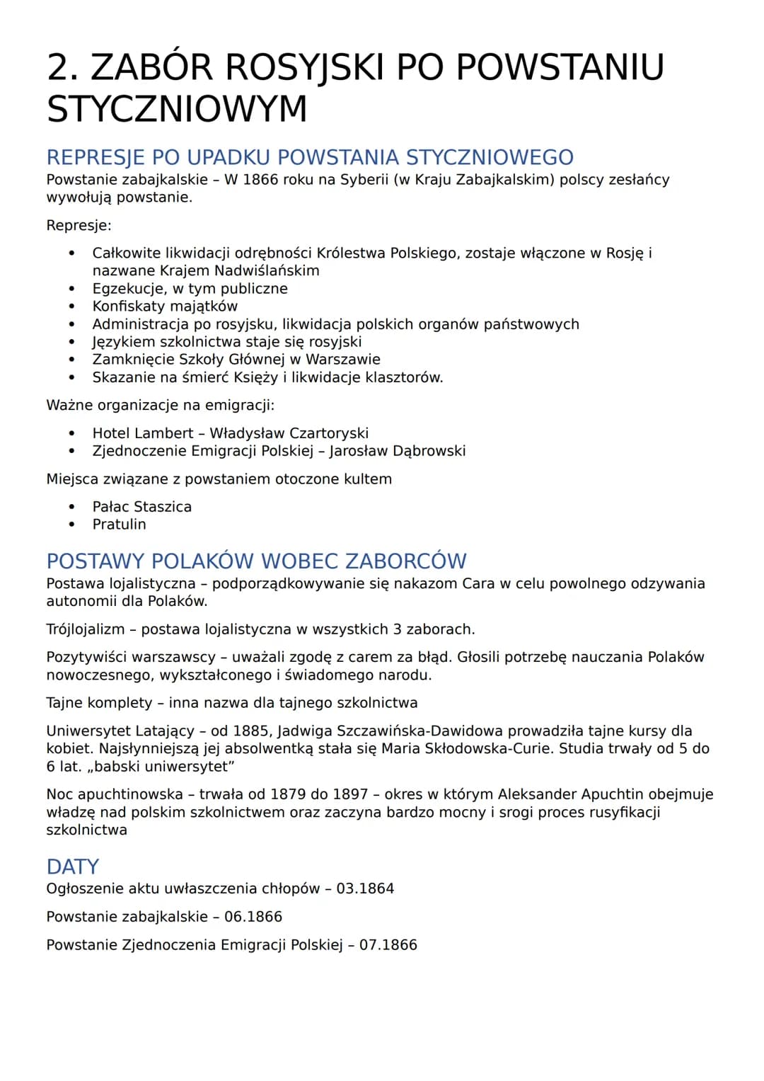 <h2>Geneza Powstania</h2>
<p>Odwilż posewastopolska - okres reform oraz liberalizacji polityki wewnętrznej w Cesarstwie Rosyjskim po klęsce