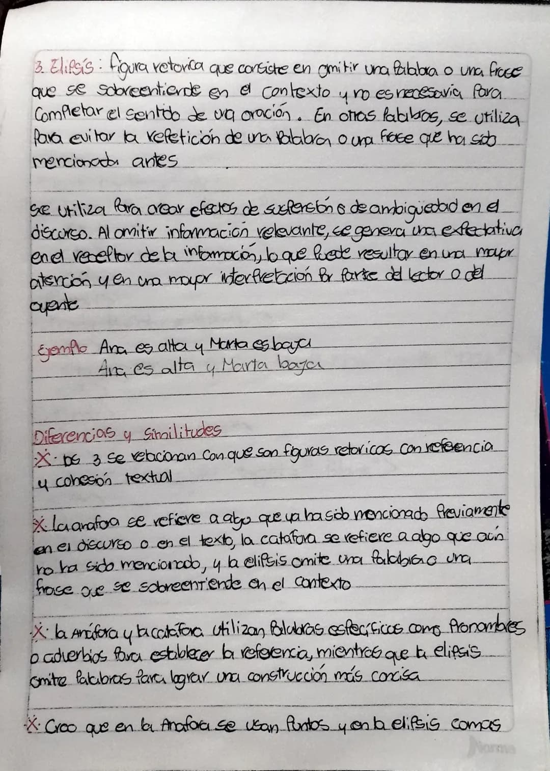 # ANAFORA, CATAFORA Y
Elipsis
Son recursos textuales fara embellecer y mejorar el texto. Más
que nada estos son procedimientos de Cohesión