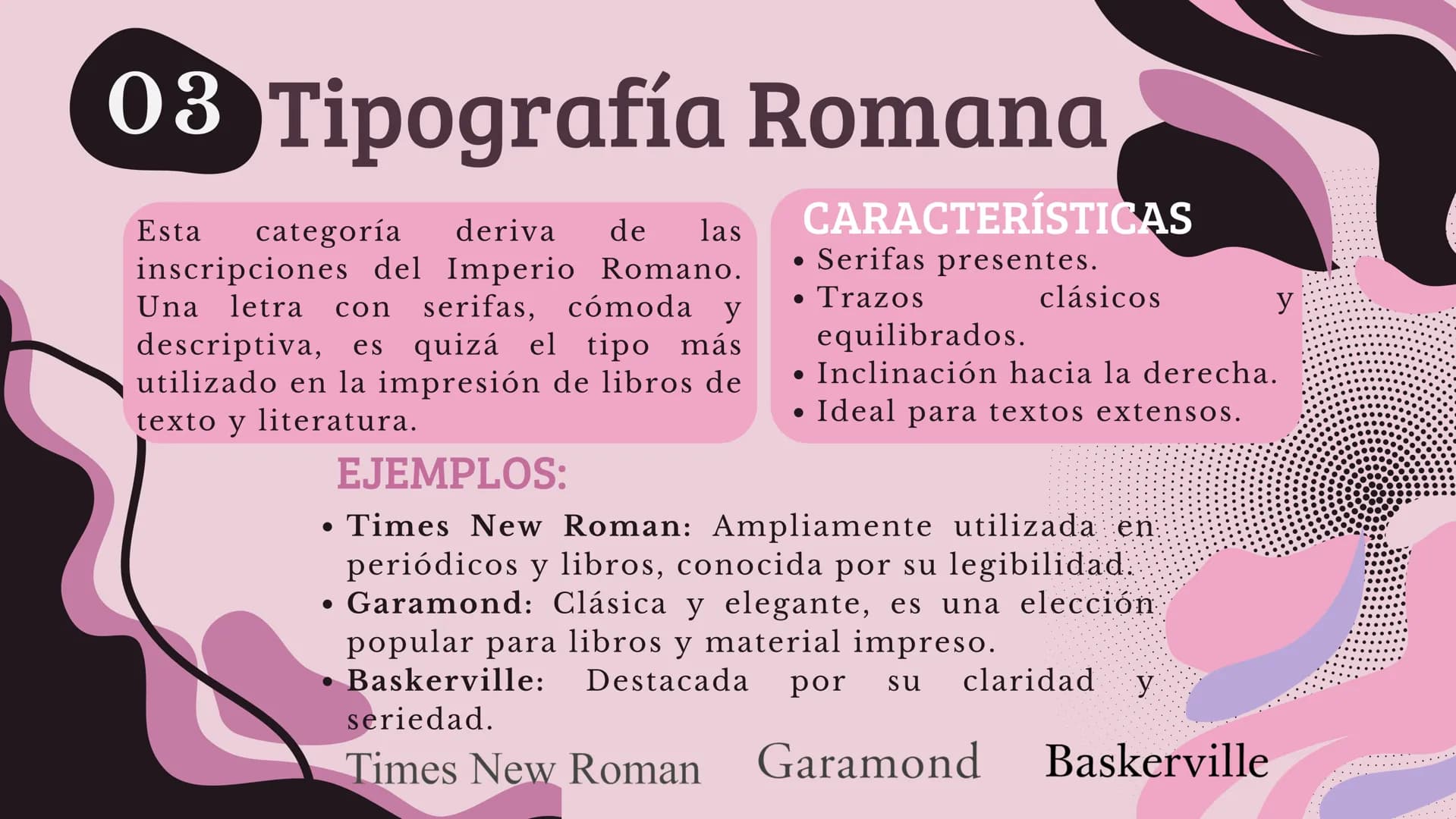 # FAMILIAS
# TIPOGRÁFICAS
PRESENTACIÓN
S . D # Índice
Familias
01
06 Tipografía
tipográficas
Script
Tipografía
02
07 Tipografía
Egipcia
B