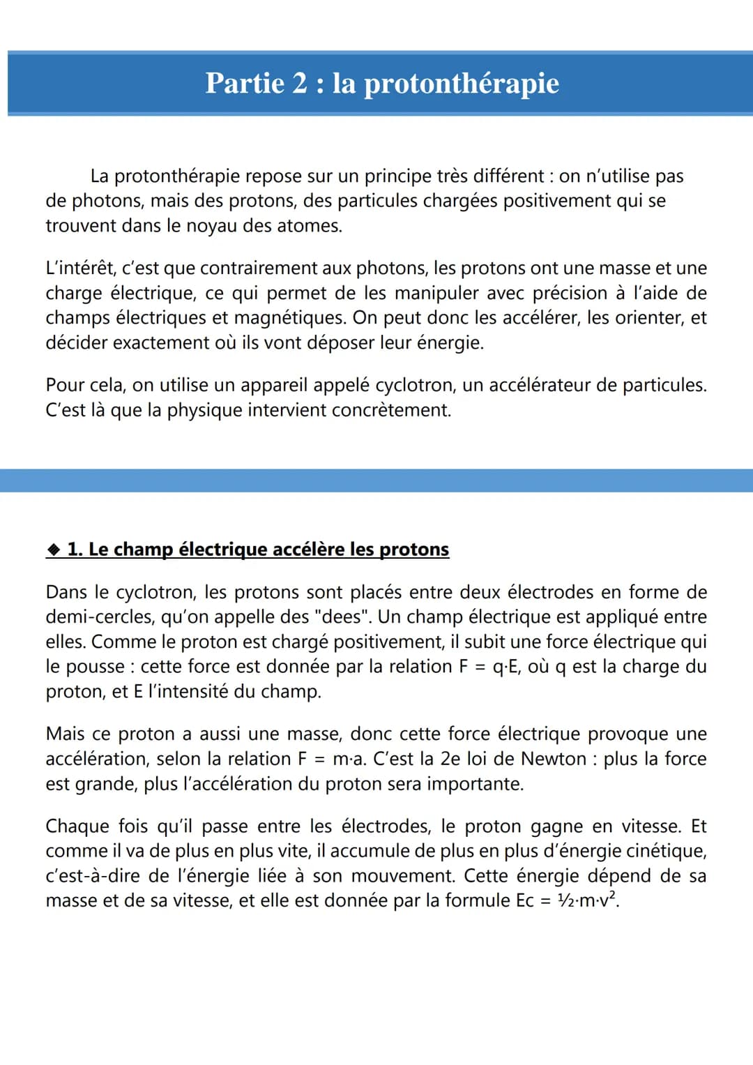 Oral physique-chimie
En quoi la protonthérapie améliore-t-elle le traitement des
cancers par apport à la radiothérapie ?
• Introduction
• Pa