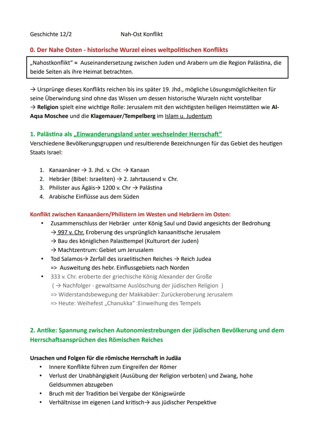 Geschichte 12/2
Inhaltsverzeichnis
Nah-Ost Konflikt
0. Der Nahe Osten - historische Wurzel eines weltpolitischen Konflikts
1. Palästina