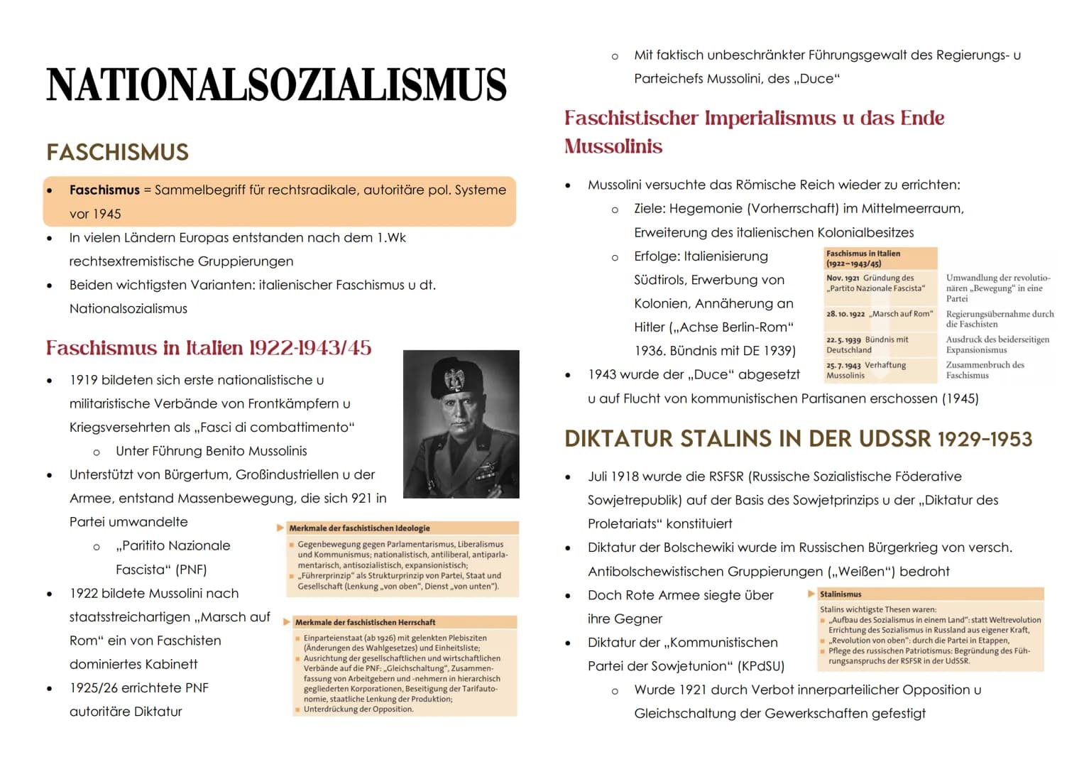 # NATIONALSOZIALISMUS
# FASCHISMUS
* Faschismus = Sammelbegriff für rechtsradikale, autoritäre pol. Systeme
vor 1945
* In vielen L