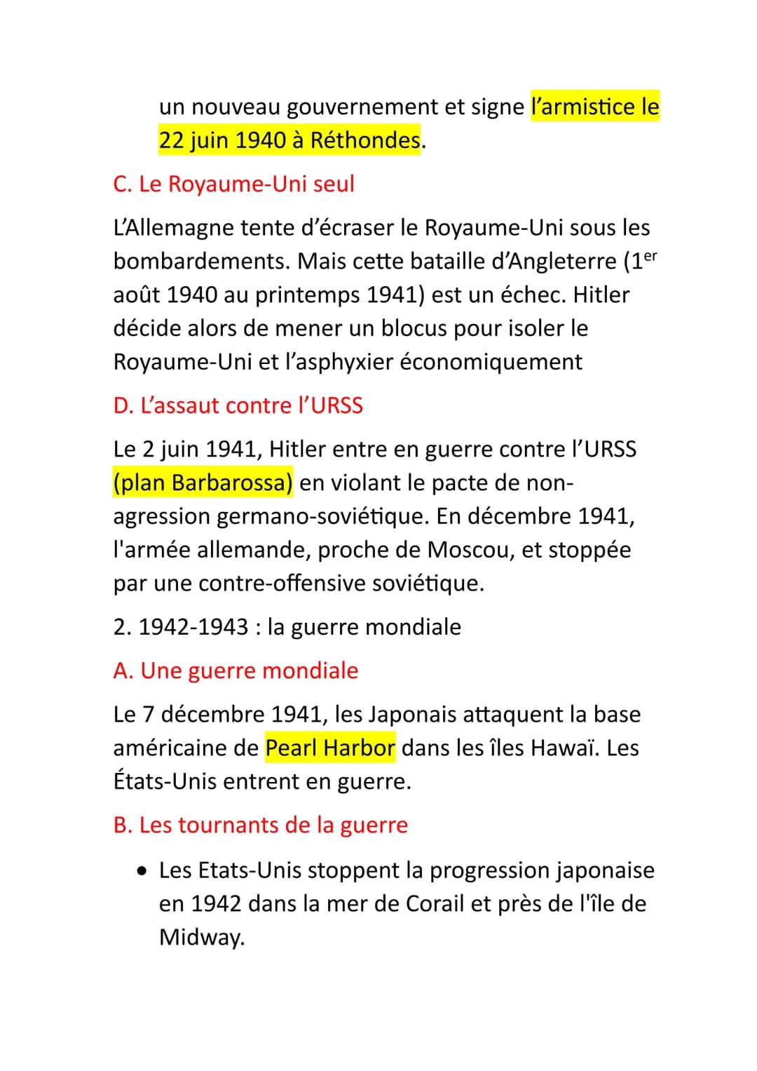 Histoire-Géographie
Fiche de Révision
1. Les victoires éclairs de l'Allemagne :
A. L'élimination de la Pologne et la drôle de guerre
*