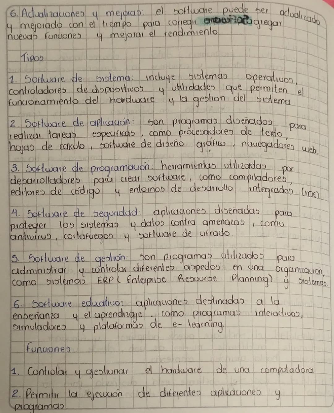 ### Software
Concepto:
Es un conjunto de programas, datos y documentación que
se utiliza para controlar y coordinar las funaones de hardwar
