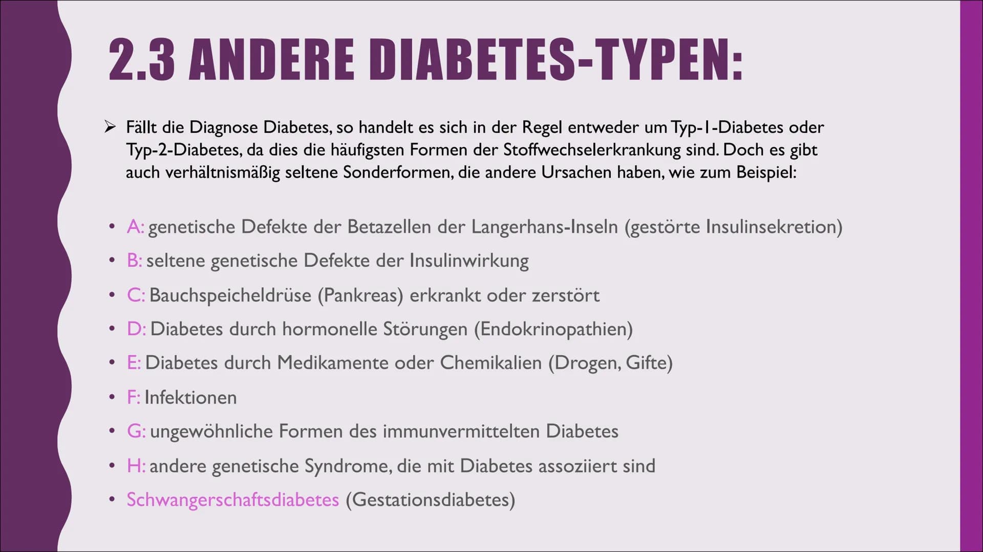 Diabetes # 1. WAS IST DIABETES:
• Diabetes ist eine Stoffwechselerkrankung, die neben dem Zuckerstoffwechsel vor allem den
Fettstoffwechsel