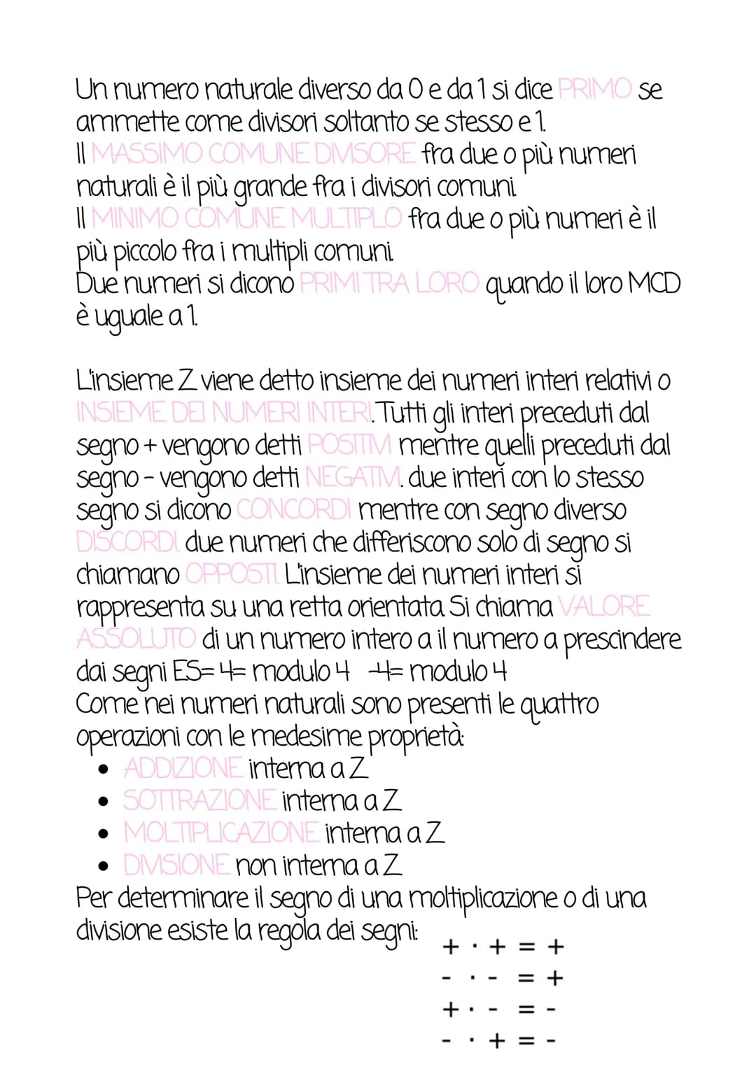 # Aritmetica
Numeri naturali e numeri interi
L'insieme dei numeri naturali si indica con la lettera N. Per
ogni numero naturale esiste sem