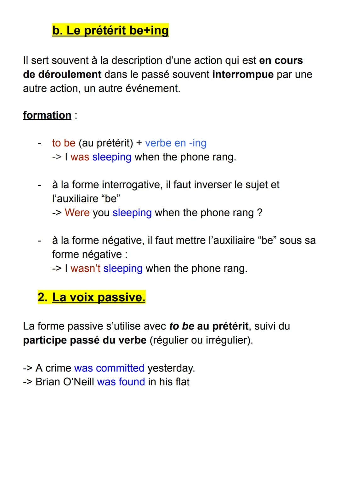 # 1. a. Le prétérit
Le prétérit correspond au temps de la narration. Il est
souvent utilisé pour des actions passées, datées ou
terminées.