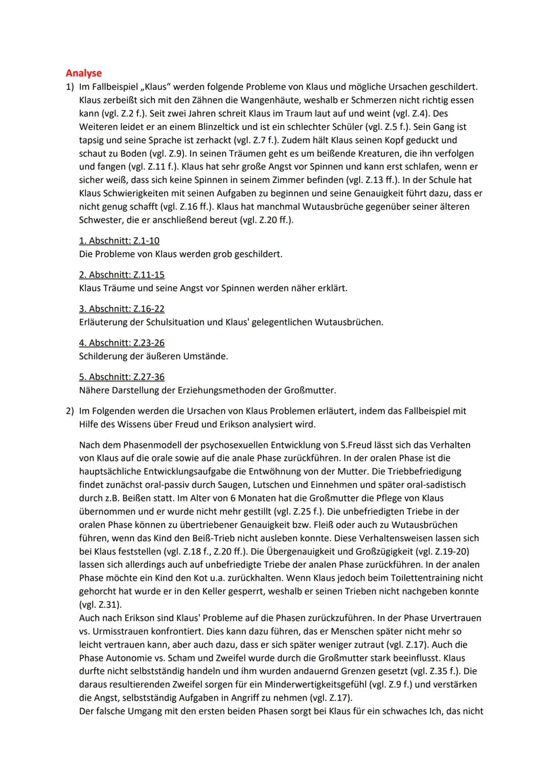 # Psychosexuelle und psychosoziale Entwicklung nach Freud und Erikson
Fallbeispiel: Klaus
Klaus ist acht Jahre alt.
Klaus hatte die üble