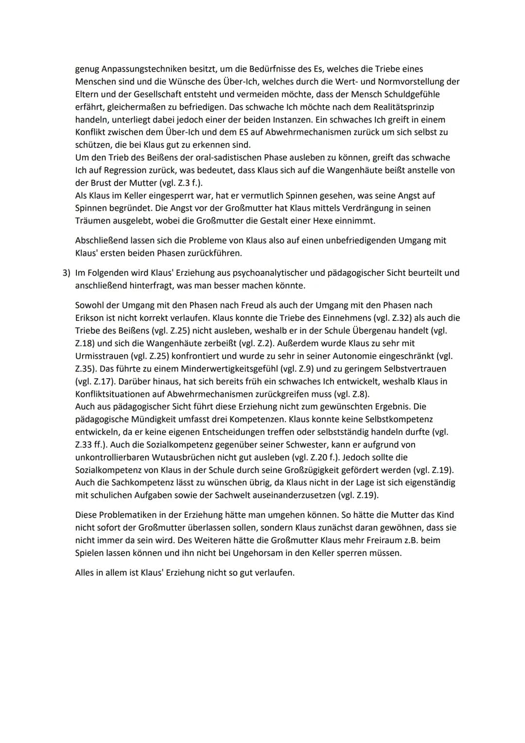 # Psychosexuelle und psychosoziale Entwicklung nach Freud und Erikson
Fallbeispiel: Klaus
Klaus ist acht Jahre alt.
Klaus hatte die üble