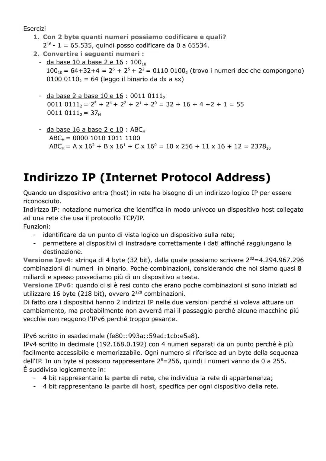 # CONVERSIONE DECIMALE -> BINARIO
Metodo 1:
145 Divido per 2 e segno i resti.
72 Leggo i resti dal basso verso l'alto e ottengo la notazio