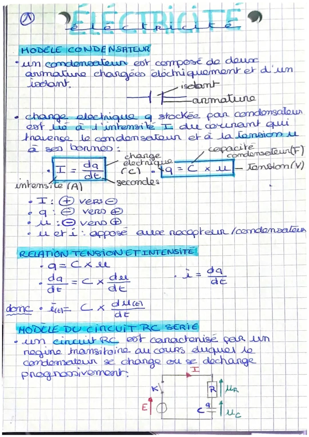 # ÉLECTRICITÉ
MODELE CONDENSATEUR
• un condensateur est composé de deux
armature changées électriquement et d'un
isolant.
isdant
Lanmatu