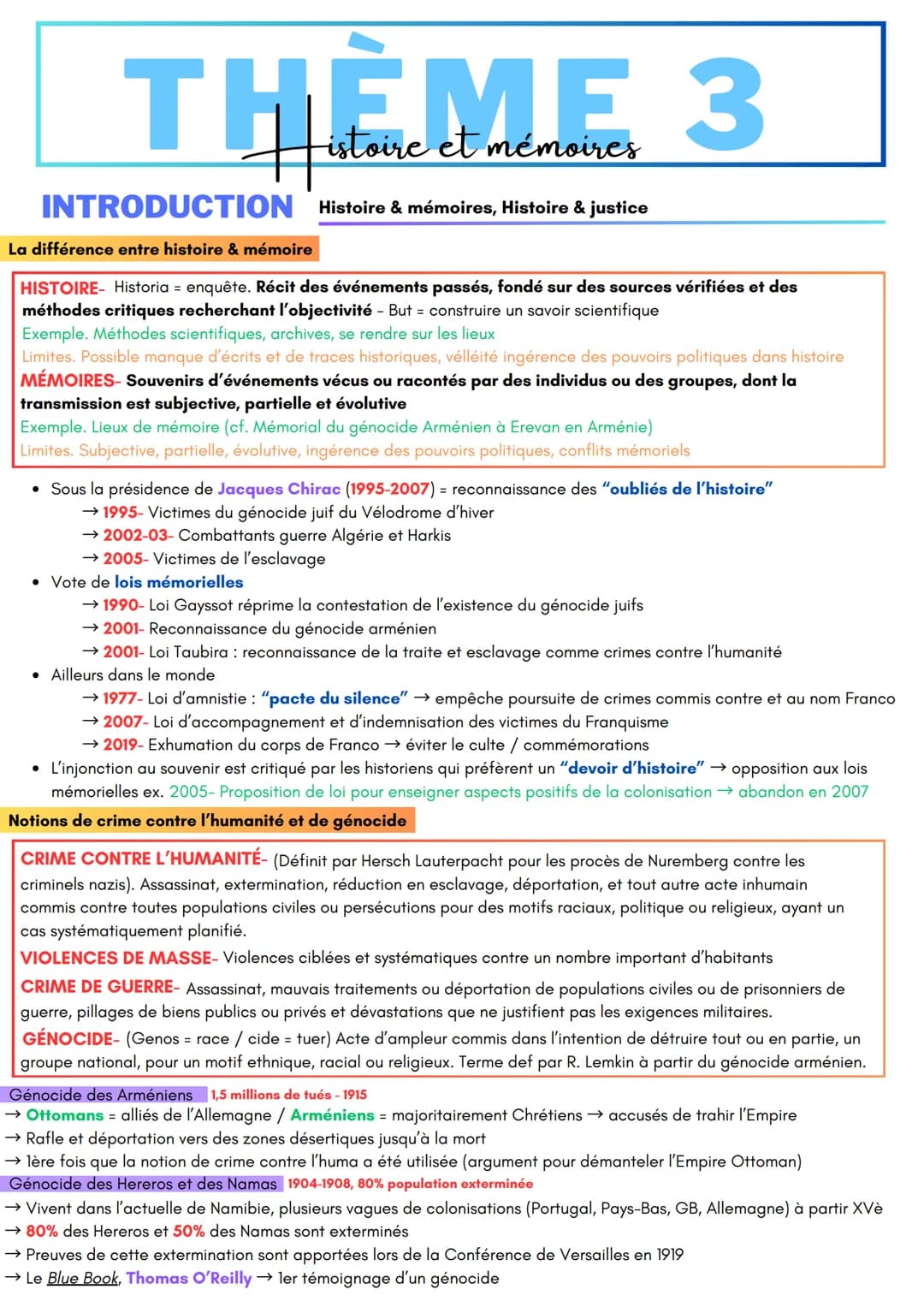 # THEME 3
istoire et mémoires
INTRODUCTION Histoire & mémoires, Histoire & justice
La différence entre histoire & mémoire
HISTOIRE- Histo