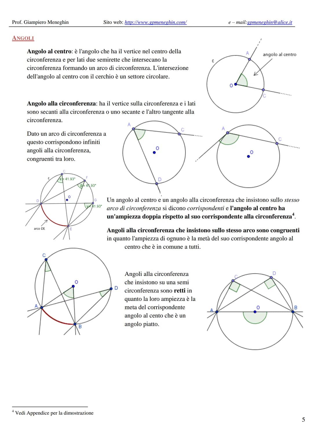 Prof. Giampiero Meneghin
Sito web: http://www.gpmeneghin.com/
e-mail:gpmeneghin@alice.it
# Il cerchio e la circonferenza
## DEFINIZIONI
*