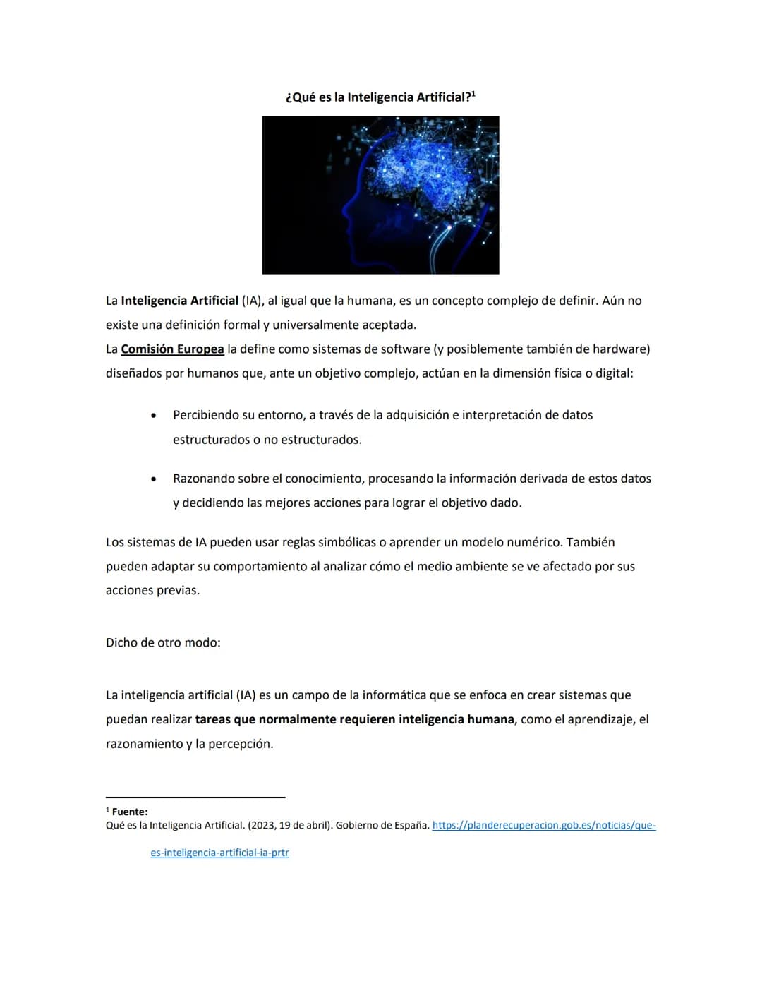 # ¿Qué es la Inteligencia Artificial?¹
La Inteligencia Artificial (IA), al igual que la humana, es un concepto complejo de definir. Aún no