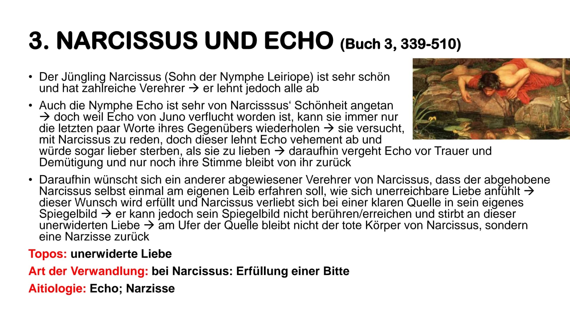 # Überblick zu ein paar
ausgewählten
Metamorphosen (von Ovid) # DEFINITION WICHTIGER BEGRIFFE
* Aitiologie
= eine Erzählung, die den Ur