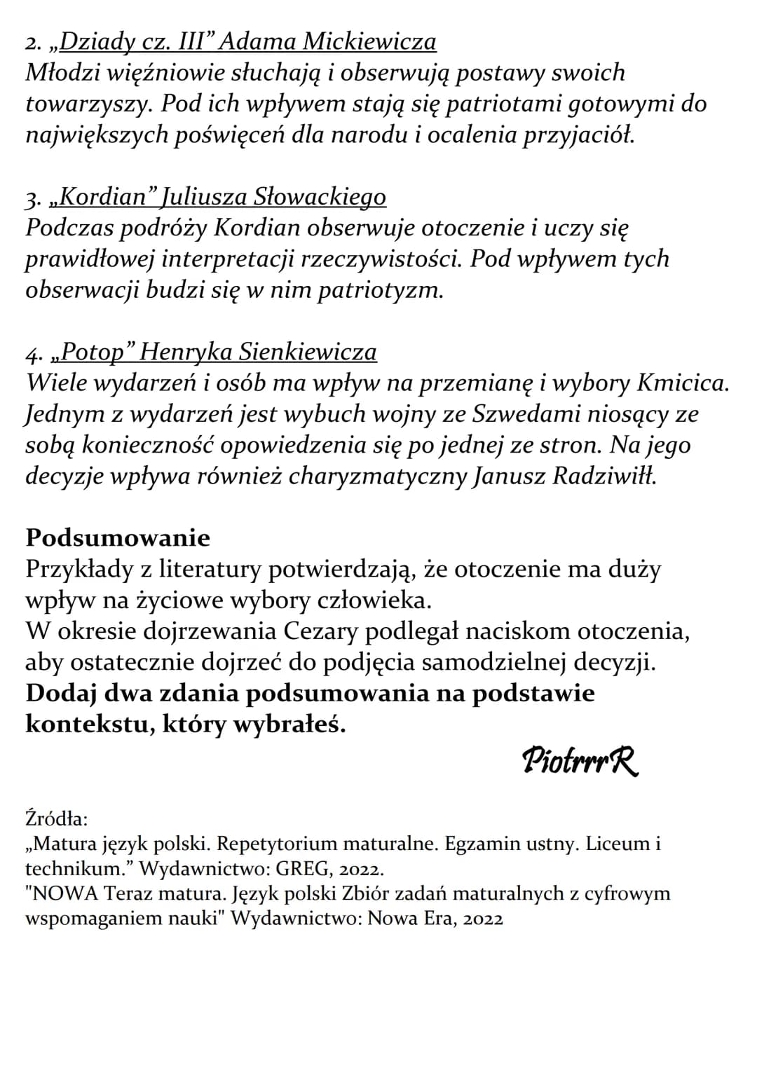 # Wpływ otoczenia na życiowe
wybory ludzi.
Omów zagadnienie na podstawie Przedwiośnia Stefana
Żeromskiego. W swojej odpowiedzi uwzględnij r