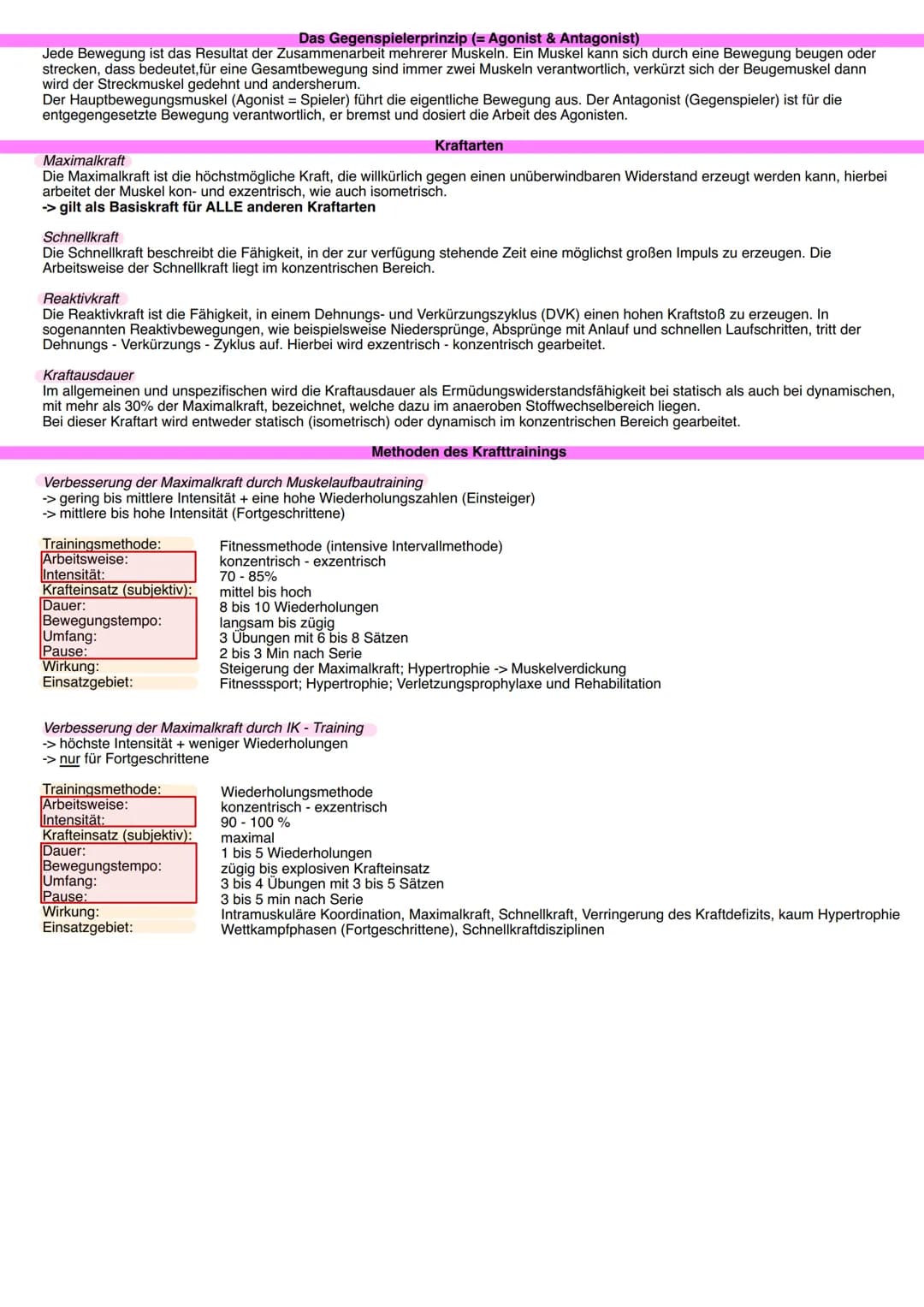 # Lernzettel - Krafttraining
Muskel
↓
Muskelfaserbündel
↓
Muskelfaser
Myofibrillen
Muskelaufbau
Abschnitte der Myofibrillen: Sarkomer
↓