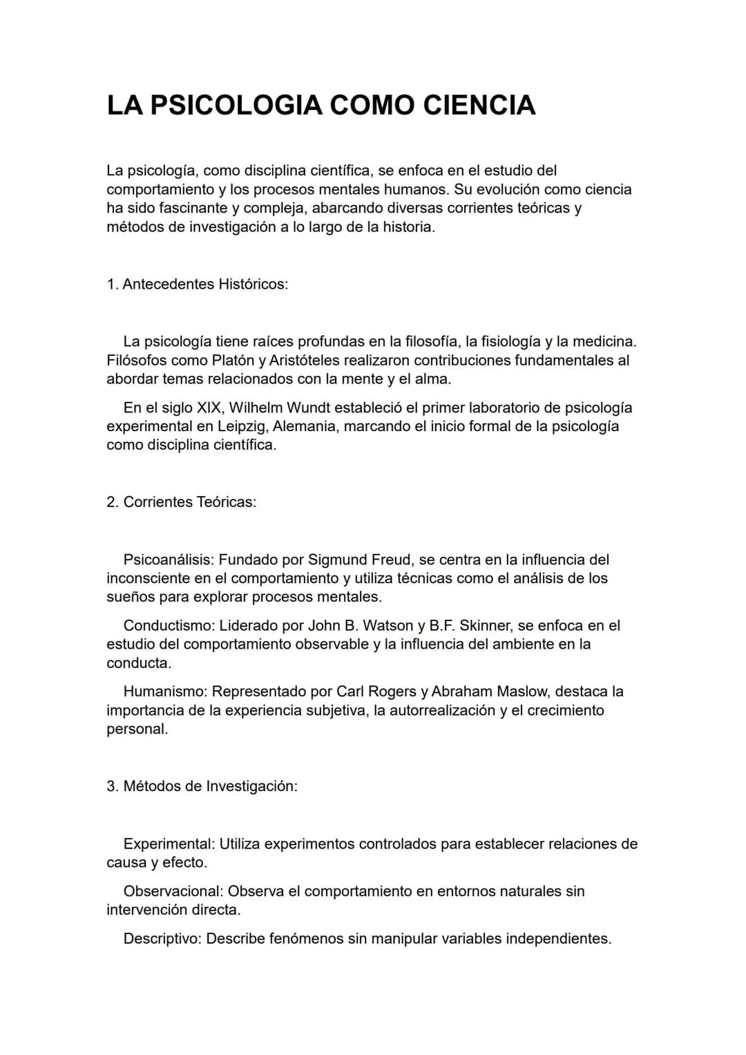 # LA PSICOLOGIA COMO CIENCIA
La psicología, como disciplina científica, se enfoca en el estudio del
comportamiento y los procesos mentales