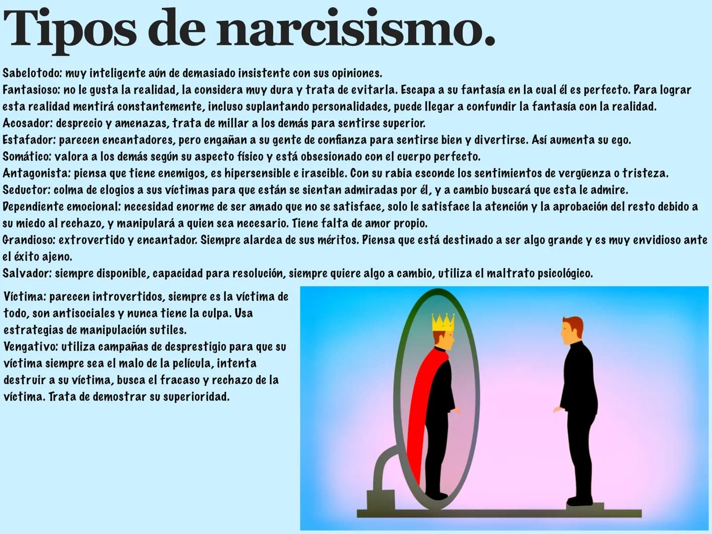 # TRASTORNO
DE
PERSONALIDAD
NARCISISTA. # Descubrimiento del
trastorno.
En el dominio de la psicología, el término narcisismo, según
afi