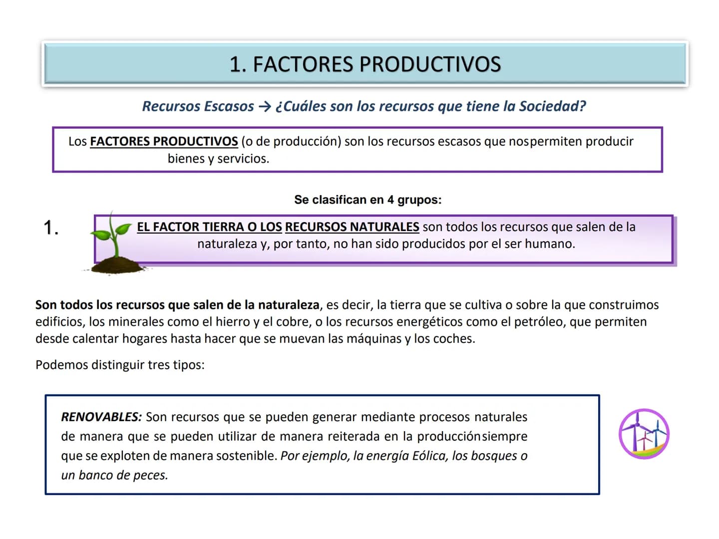 # TEMA 2. LA PRODUCCIÓN Y EL CRECIMIENTO
# ECONÓMICO
1. Los Factores productivos
2. Eficiencia y productividad
3. Los modelos económicos y