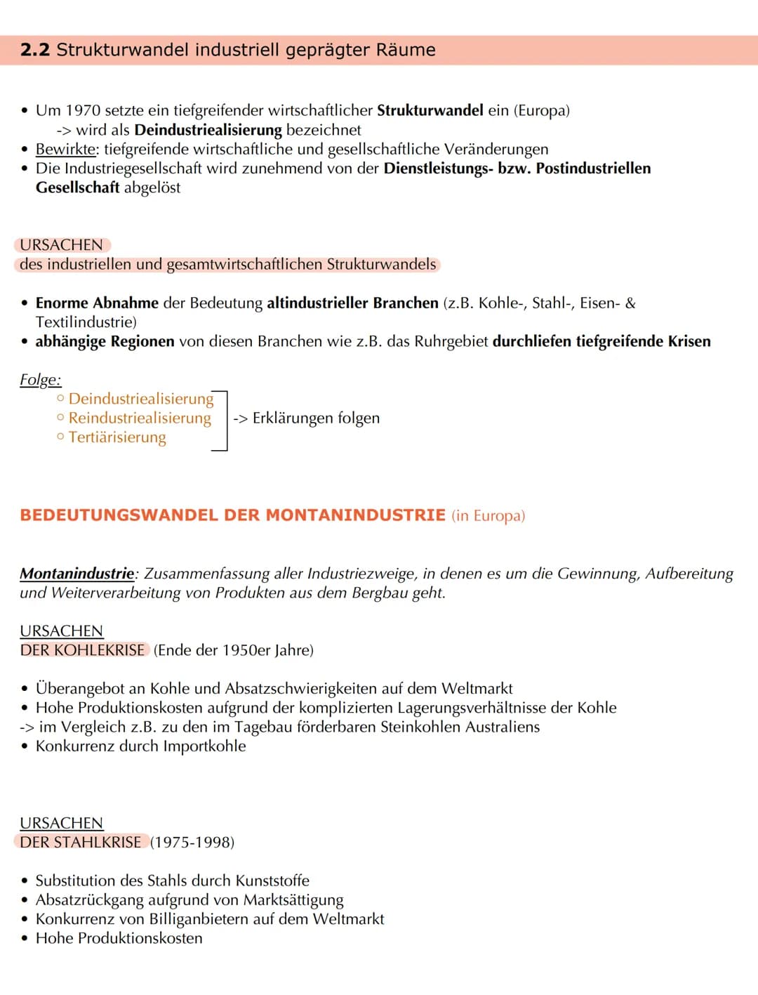 # Bedeutungswandel von Standortfaktoren
2) Entstehung und Strukturwandel industriell geprägter Räume
2.1 Hauptphasen der industruiellen En