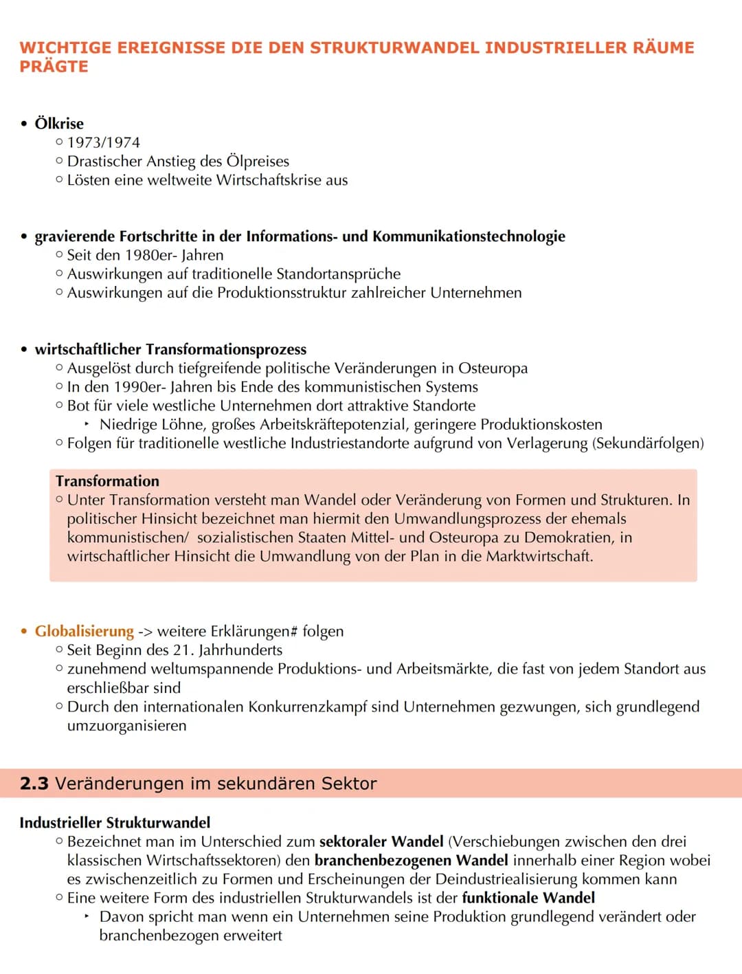 # Bedeutungswandel von Standortfaktoren
2) Entstehung und Strukturwandel industriell geprägter Räume
2.1 Hauptphasen der industruiellen En