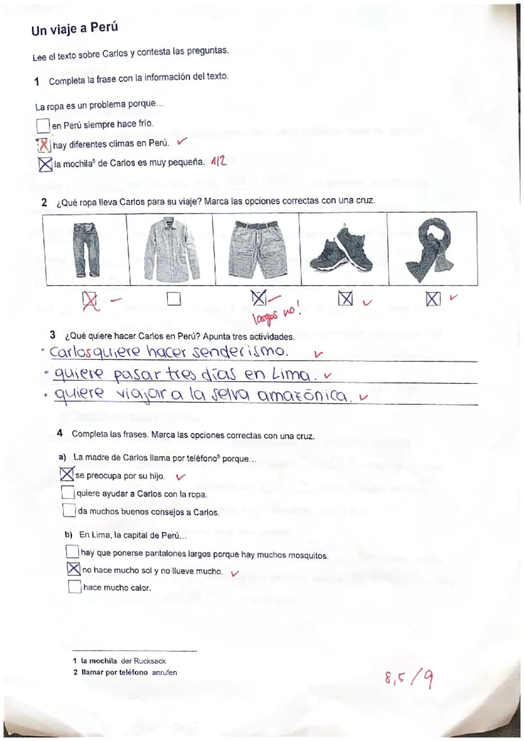 # 1.Leer
Un viaje a Perú
54162 871. 1360
Carlos, un estudiante español, se va a Perú y está preparando su mochila.
Preparando la mochila