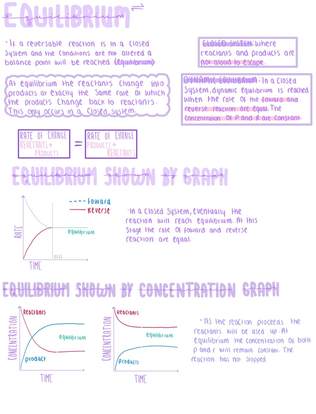 # EQUILIBRIUM
• If a reversable reaction is in a closed
System and the Conditions are not altered a
balance point will be reached (equilibr