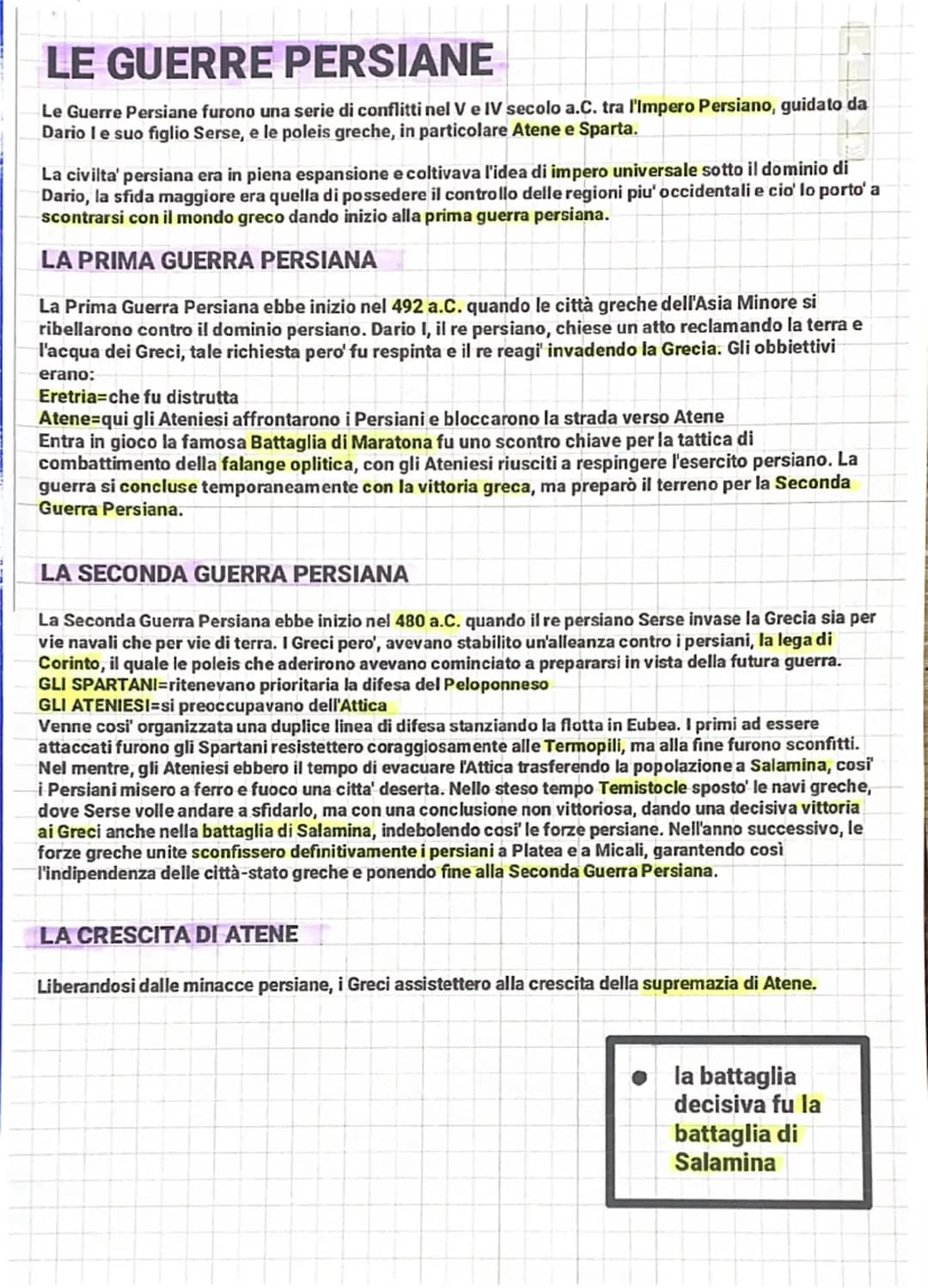 # LE GUERRE PERSIANE
Le Guerre Persiane furono una serie di conflitti nel V e IV secolo a.C. tra l'Impero Persiano, guidato da
Dario I e su