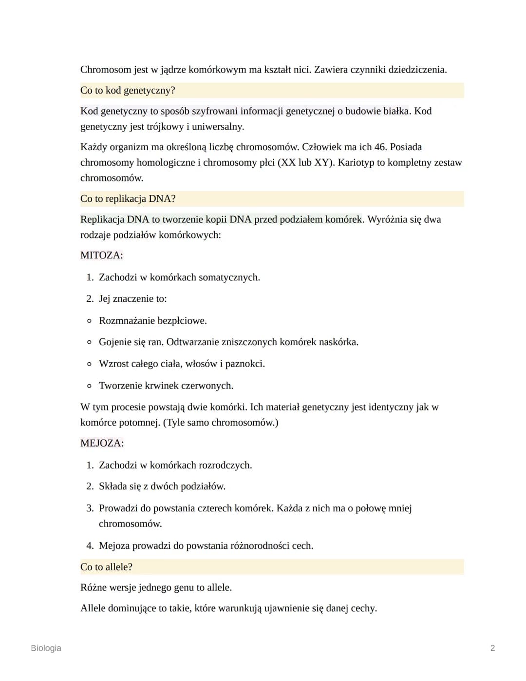 # Biologia
Czym jest genetyka?
Genetyka to nauka o genach, dziedziczeniu i zmienności organizmów. Dziedziczenie to
przekazywanie cech poto