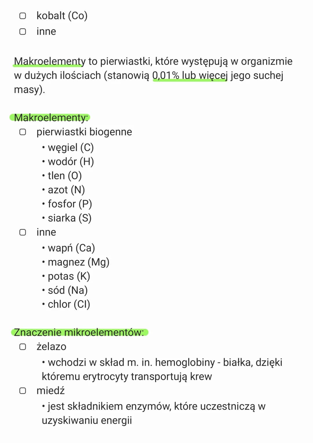 ## 2. Chemiczne podstawy życia
2.1. Skład chemiczny organizmów.
Makro- i mikroelementy.
Pierwiastki obecne w organizmach wchodzą w skład
z