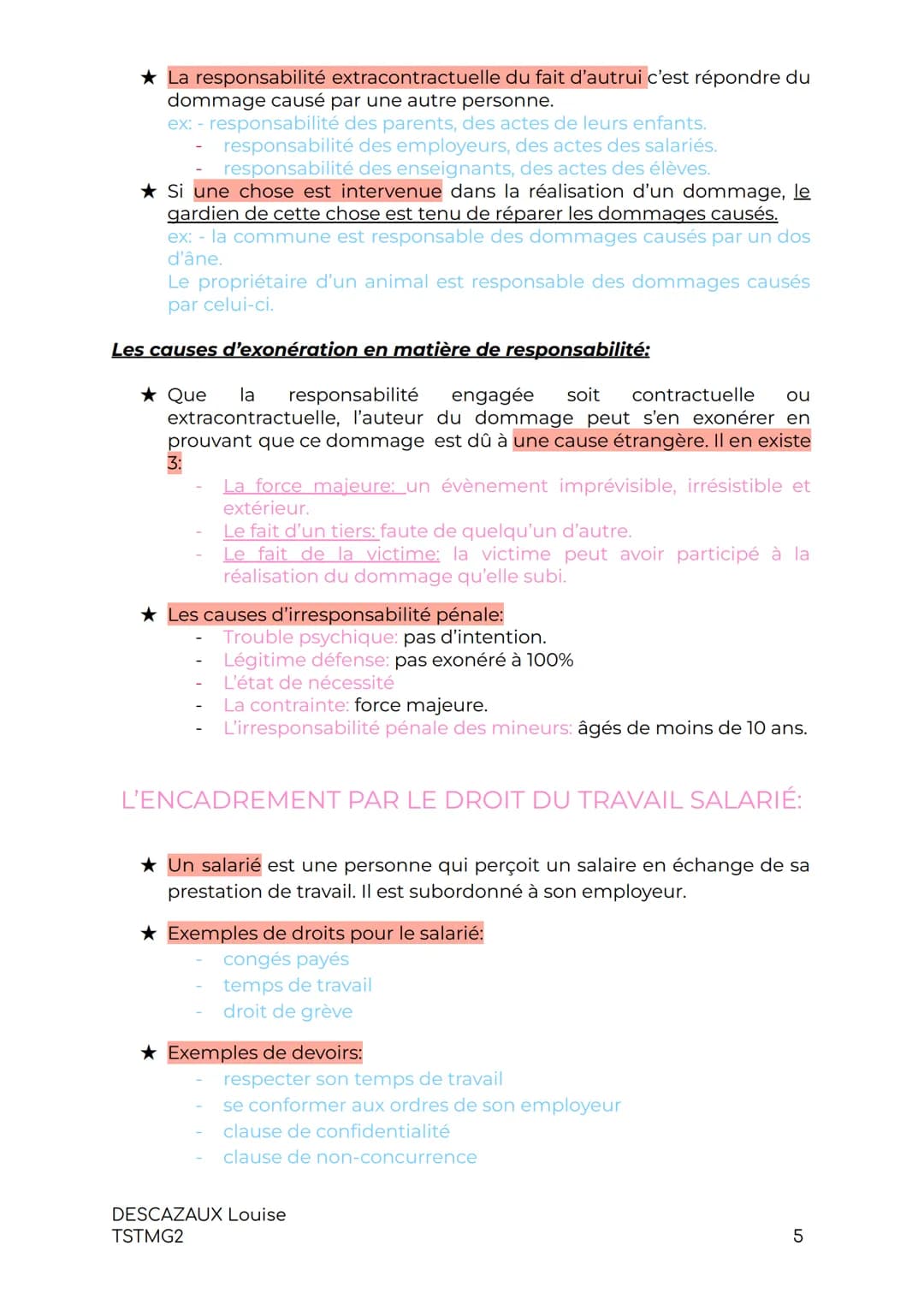 # DROIT:
LE DROIT DES CONTRATS
Les notions générales du Droit des contrats:
★ Un contrat est un accord de volonté entre 2 personnes physiq