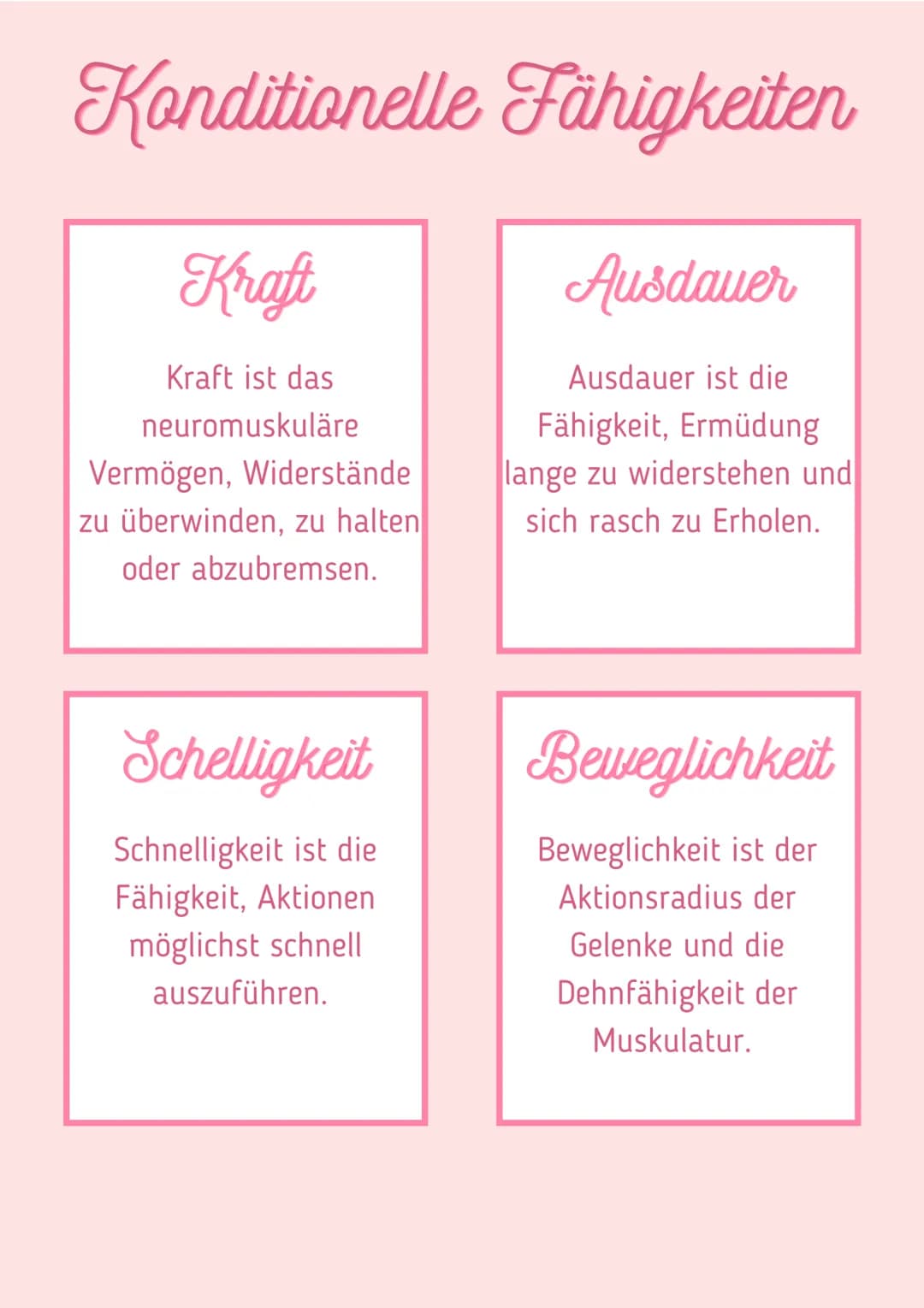 Konditionelle Fähigkeiten
Kraft
Kraft ist das
neuromuskuläre
Vermögen, Widerstände
zu überwinden, zu halten
oder abzubremsen.
Ausdauer
Aus