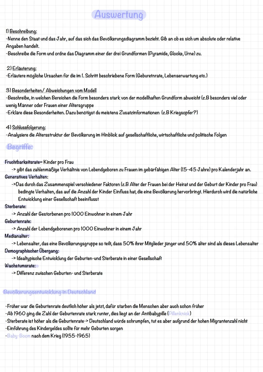 Pyramide:
Bevölkerungsdiagramme
Glocke
Zwiebel/ Urne
->breite Basis, wird mit zunehmender
Altersgruppe kontinuierlich schmaler und läuft
obe