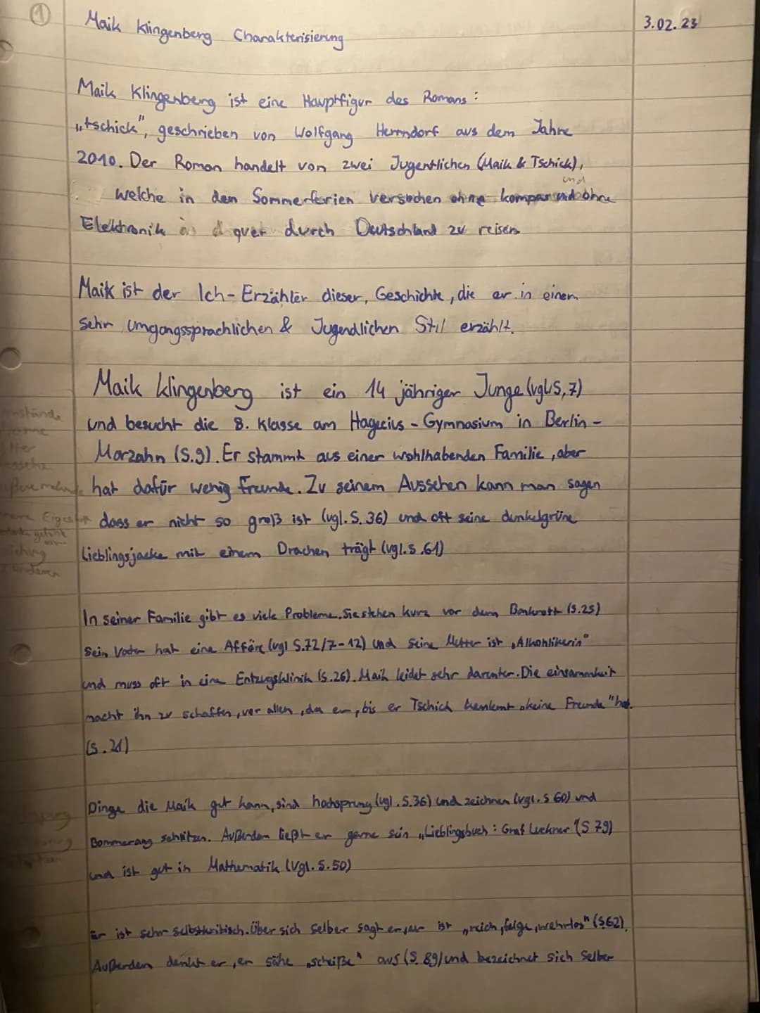 <h2>Description of Maik Klingenberg's appearance</h2>
<p>Maik Klingenberg is a tall, lanky teenager with unkempt hair and a disheveled appe