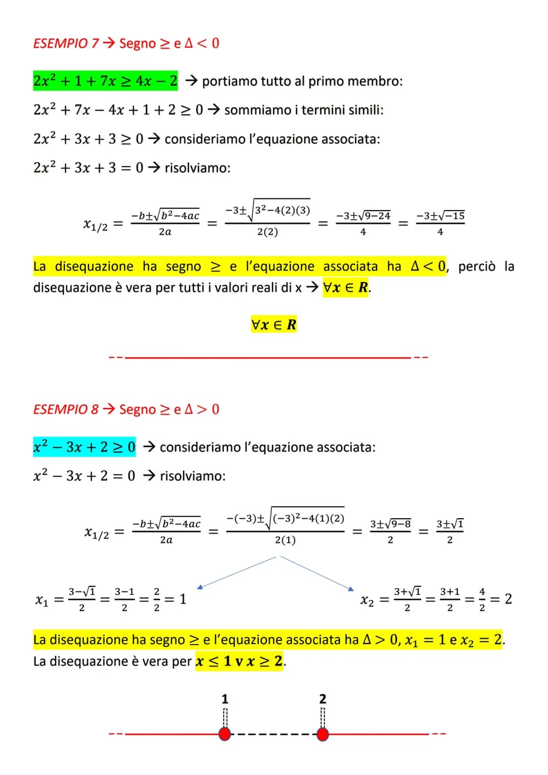 # DISEQUAZIONI DI 2° GRADO
$ax² + bx + c \leqslant 0$
Si considera l'equazione di secondo grado associata:
$ax² + bx + c = 0$
$x_{1/2} =
