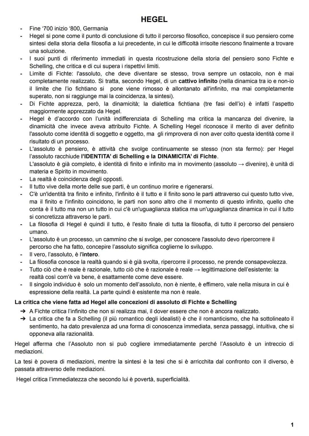 HEGEL
Fine '700 inizio '800, Germania
Hegel si pone come il punto di conclusione di tutto il percorso filosofico, concepisce il suo pensie
