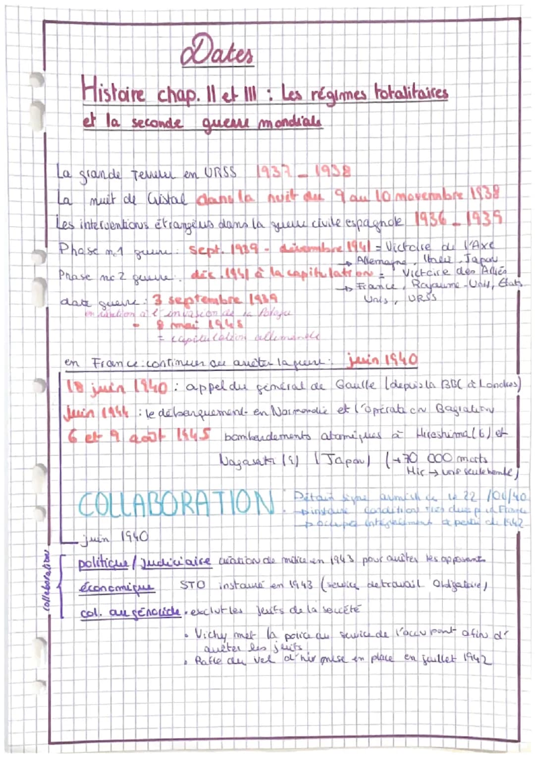 # Définitions
Histoire chap. 11 et 111 : Les régimes totalitaires
et la seconde queue mondiale
2) Fotalitaume, le totalitarisme est un sys