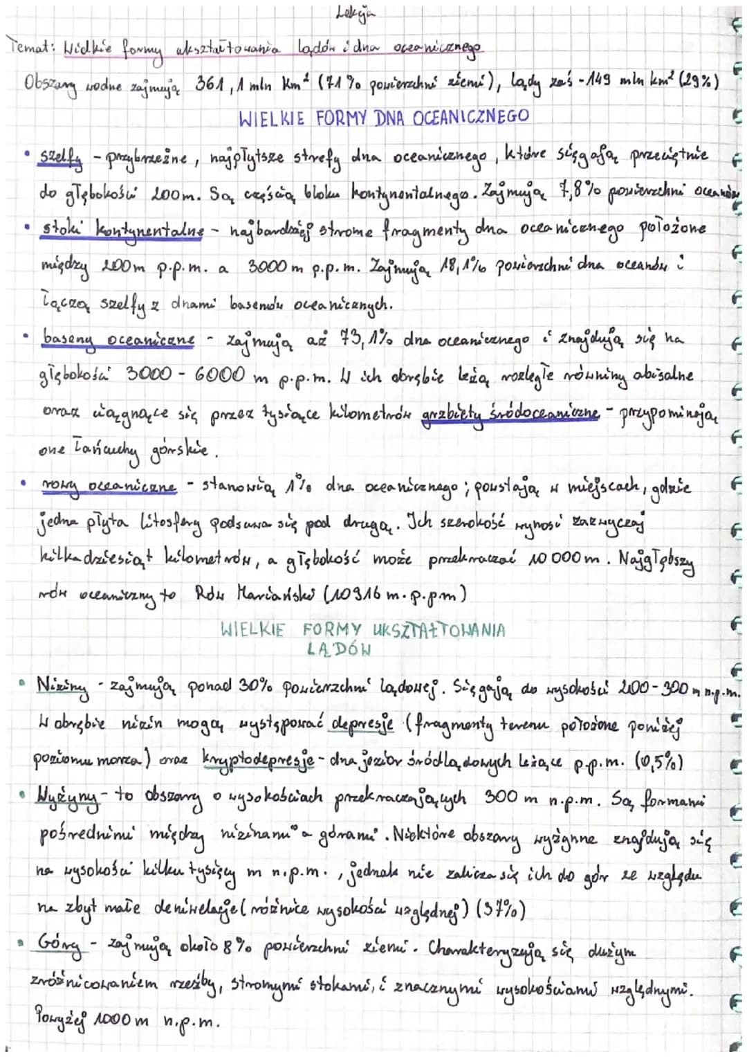 Lekyn
Temat: Hidkie formy ukształtowania ladón ¿dna oceanicznego
Obszary wodne zajmują 361, 1 mln km² (71 to powierzchni ziemi), lady zaś