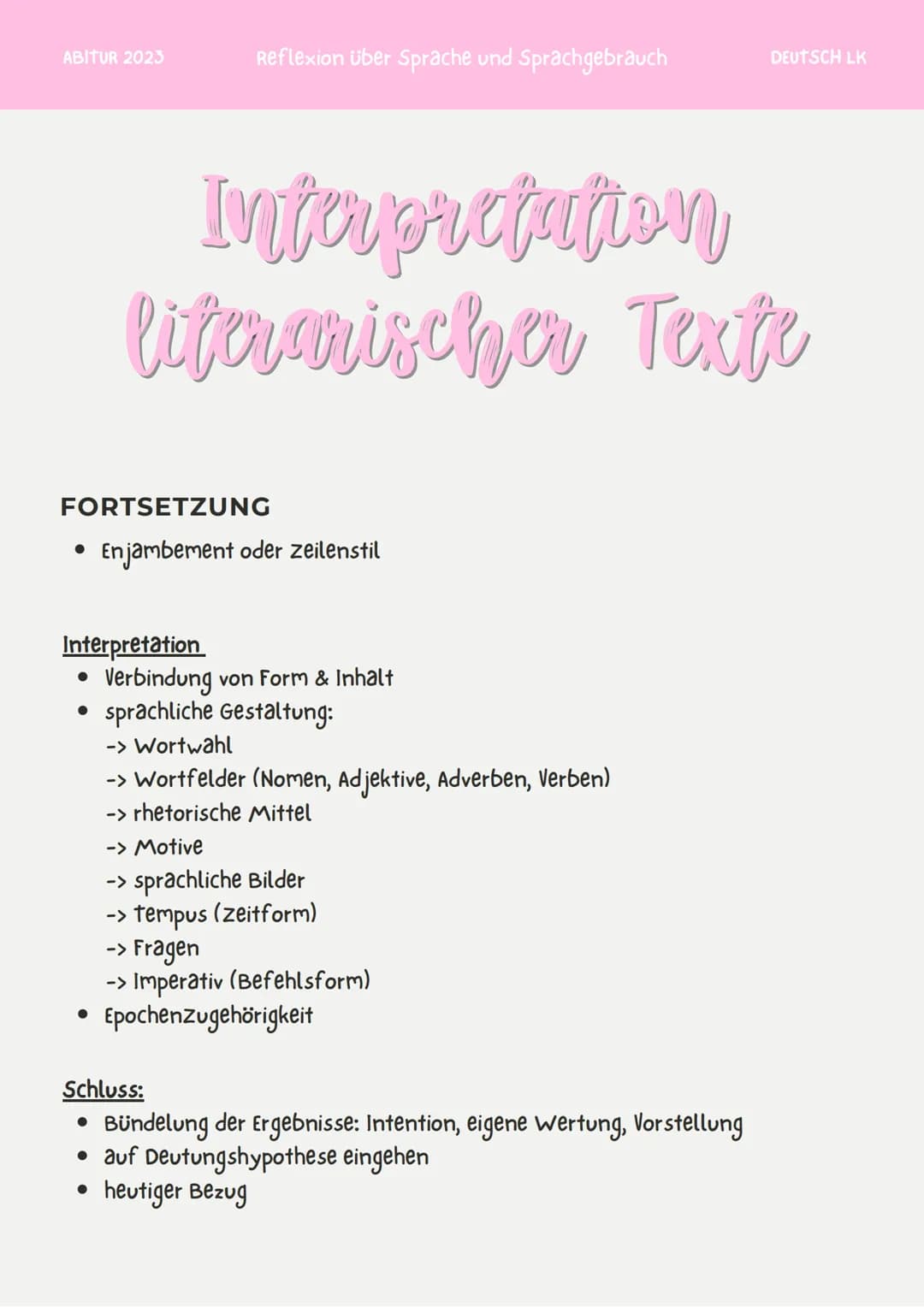 DEUTSCH
ABITUR
2023 ABITUR 2023
Reflexion über Sprache und Sprachgebrauch
DEUTSCH LK
How To....
INHALT
textbezogen:
• Interpretation li