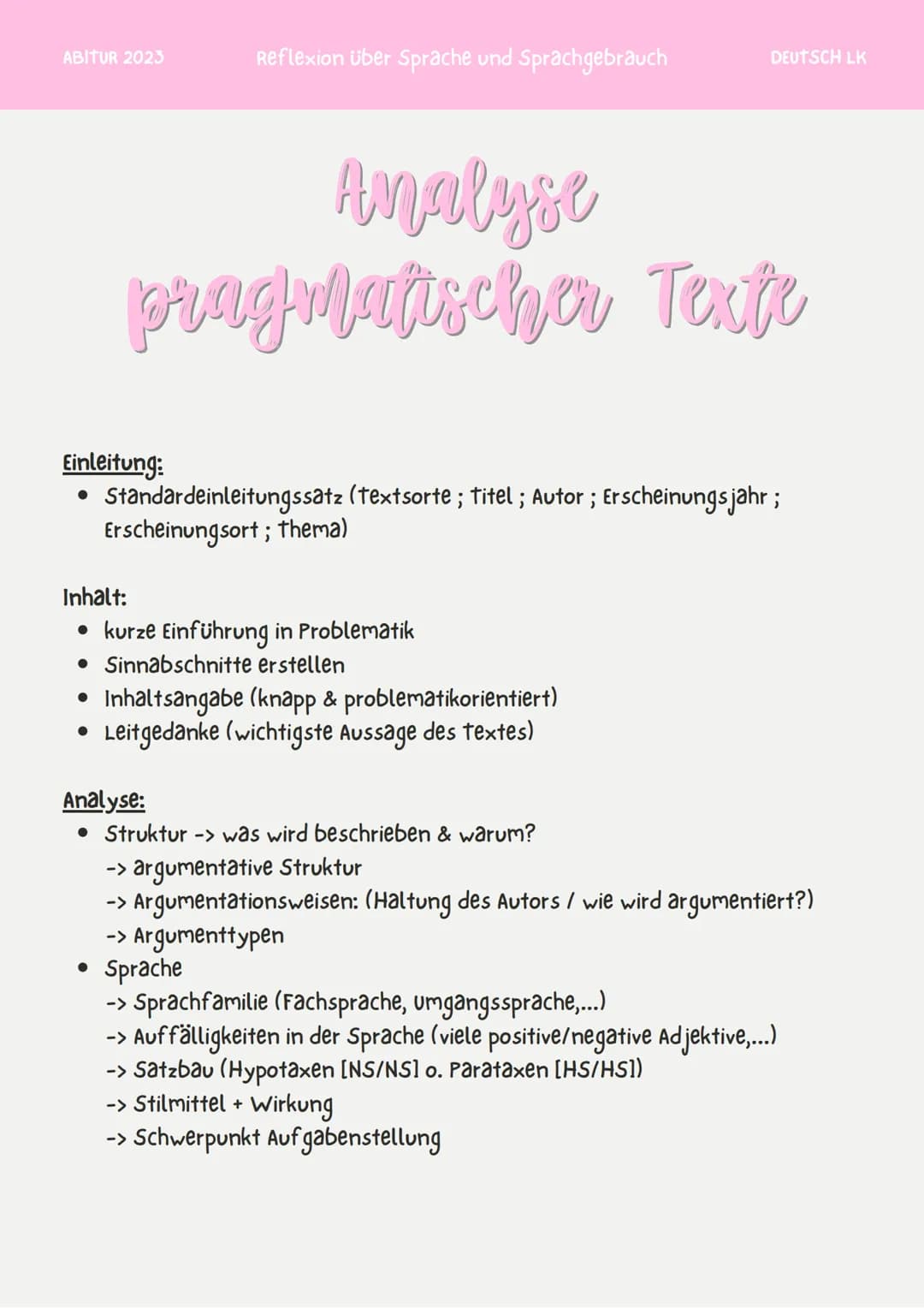 DEUTSCH
ABITUR
2023 ABITUR 2023
Reflexion über Sprache und Sprachgebrauch
DEUTSCH LK
How To....
INHALT
textbezogen:
• Interpretation li