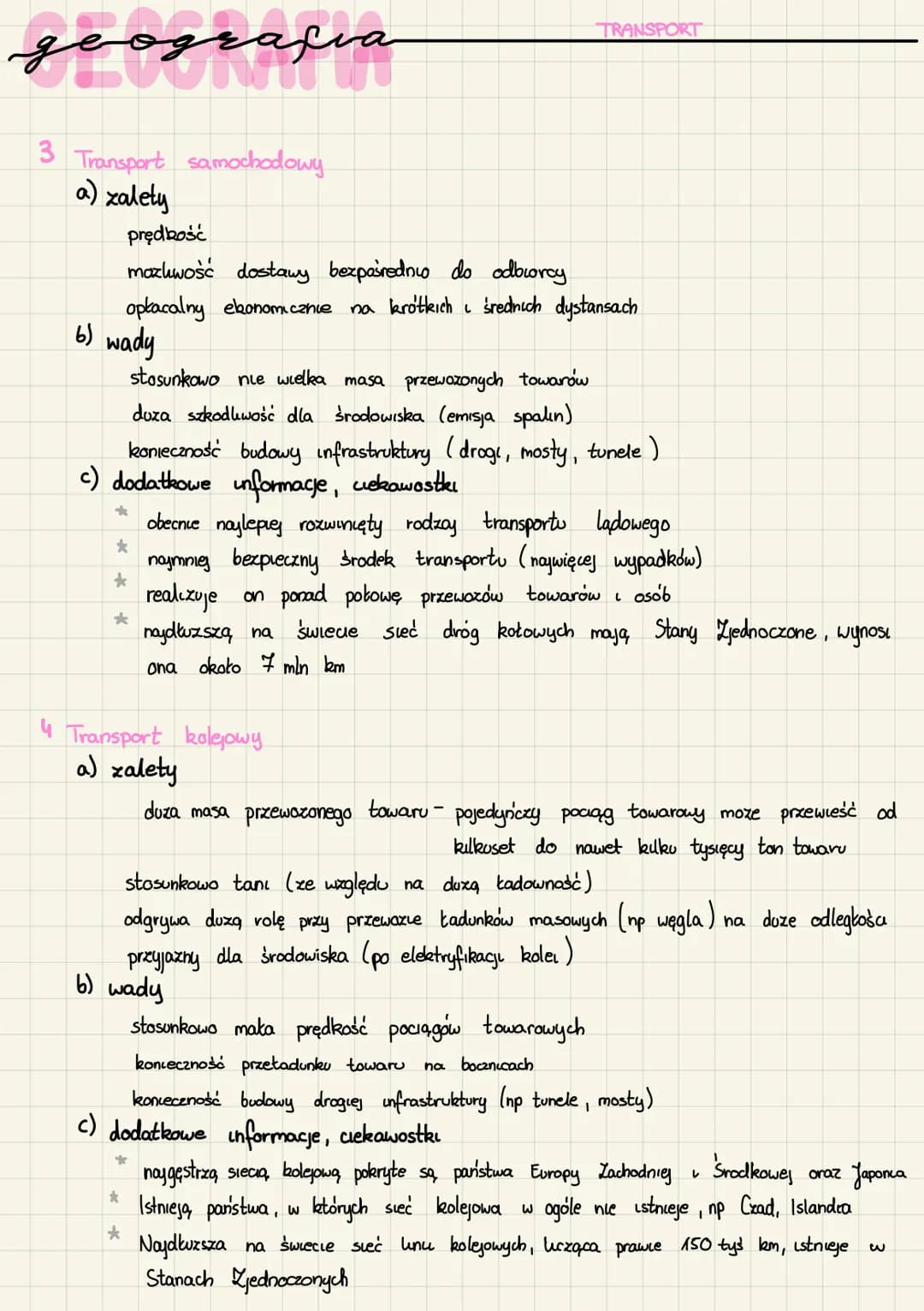 geografia
1 Podział transportu ze względu na;
a) kryterum przedmiotowe
* transport osób
* transport towarów
* transport energu
6) środowisk
